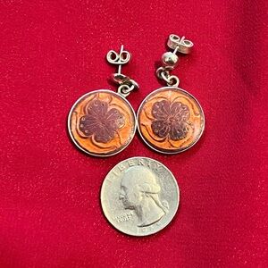 Sterling Silver STAMPED Floral circular handmade in Peru earrings